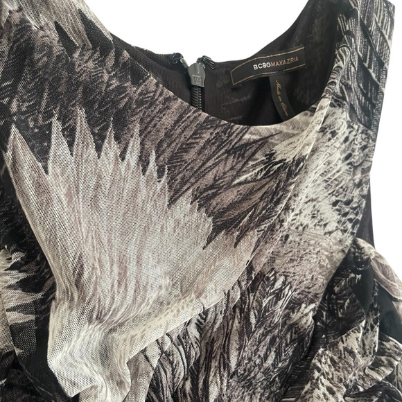 BCBGMaxAzria Roxanne Asymmetrical Ruched Mesh Cocktail Dress Size Medium - Picture 6 of 16